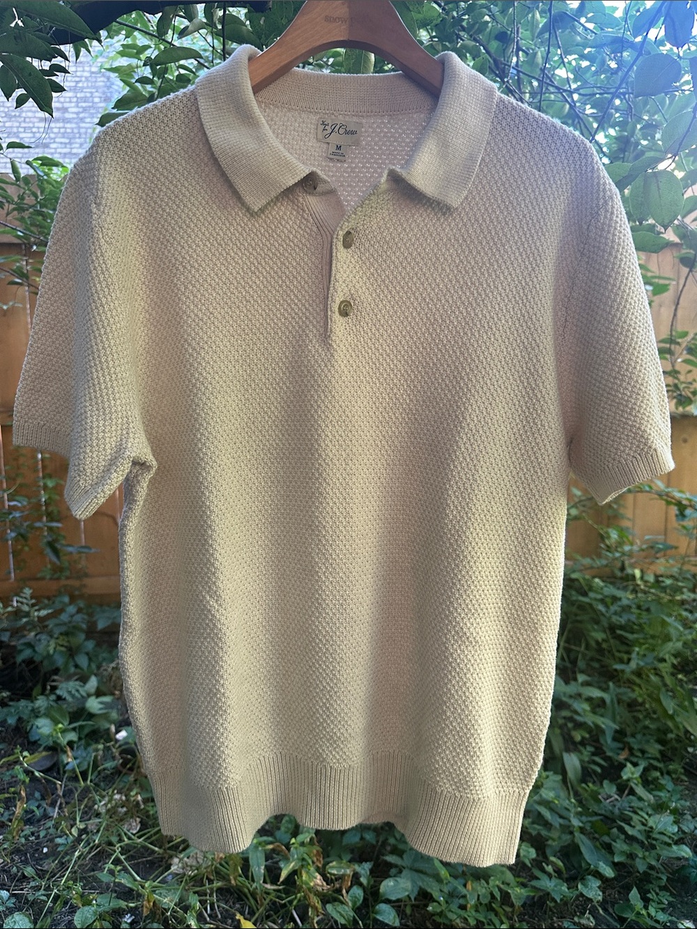 J. Crew Men's Short Sleeve Cotton Knit Polo in Cream